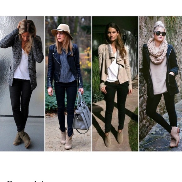 Lucky Brand 🍀 Leather Ankle Booties taupe zip 7.5 - Picture 11 of 13